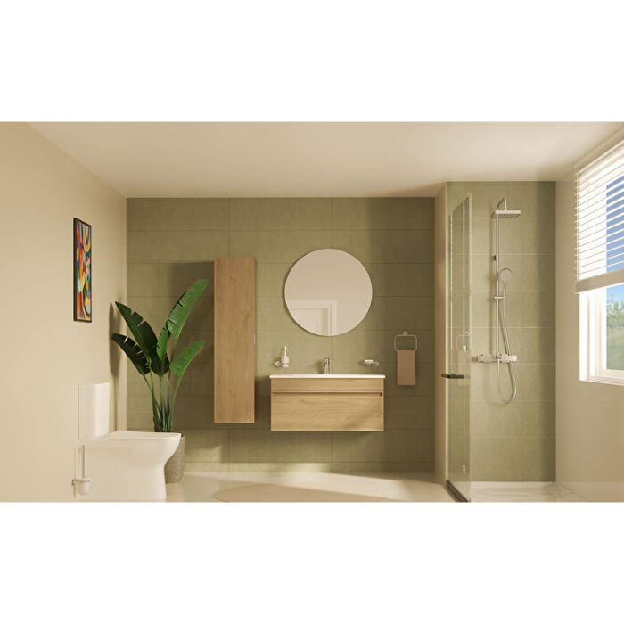 VitrA Mia Plus Square Boy Dolabı, 35 cm, Bir Kapaklı, Altın Meşe - Görsel 2