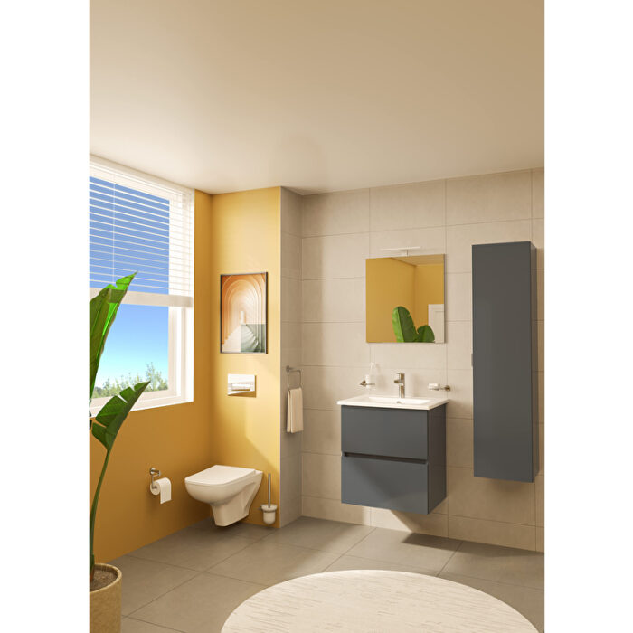 VitrA Mia Plus Square Boy Dolabı, 35 cm, Bir Kapaklı, Parlak Antrasit - Görsel 2