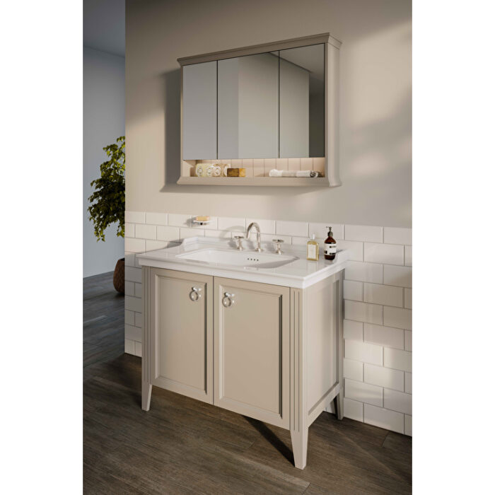 VitrA Valarte Lavabo Dolabı, 80 cm, İki Kapaklı, Etajerli Lavabolu, Mat Gri - 62154 - Banyo Alt Modülleri - 3