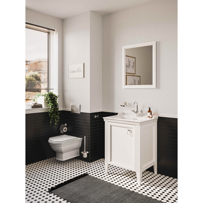 VitrA Valarte Lavabo Dolabı, 65 cm, Bir Kapaklı, Etajerli Lavabolu, Mat Beyaz, Sağ - 62259 - Banyo Alt Modülleri - 1