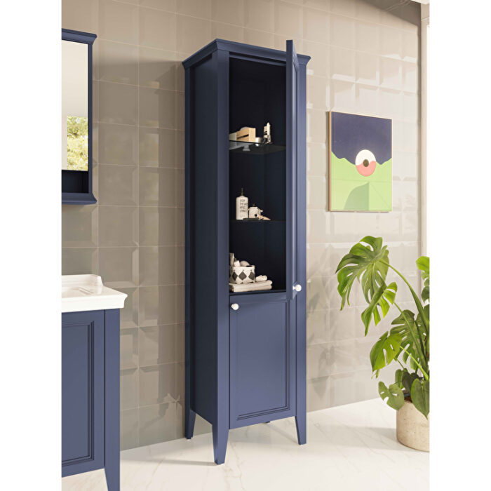 VitrA Valarte Neo Boy Dolabı, 55 cm, Cam Kapaklı, Çelik Mavisi, Sağ - Görsel 3