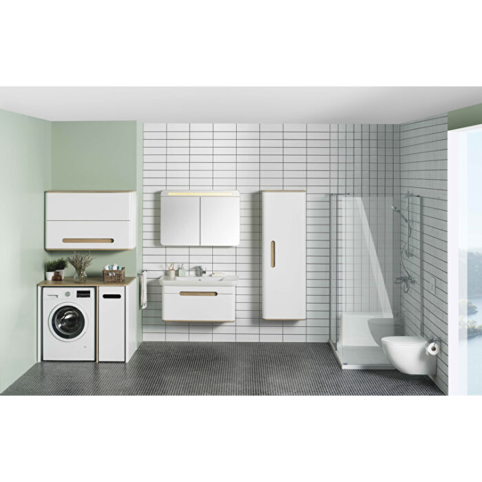 VitrA Sento Boy Dolabı, 55 cm, Bir Kapaklı, Temizlik Gereçleri İçin, Mat Beyaz, Sol - Görsel 3
