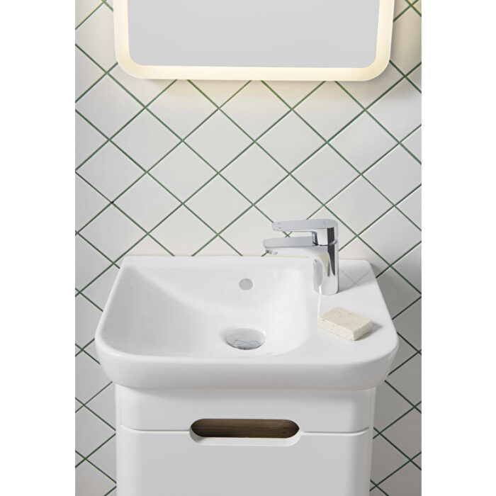 VitrA Sento Lavabo Dolabı, 50 cm, Bir Kapaklı, Dar, Aydınlatmalı, Mat Beyaz, Sol - Görsel 23