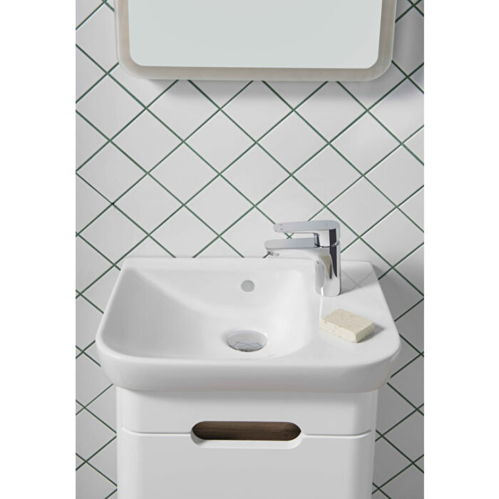 VitrA Sento Lavabo Dolabı, 50 cm, Bir Kapaklı, Dar, Aydınlatmalı, Mat Beyaz, Sol - Görsel 27