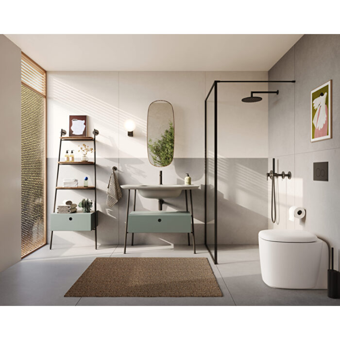VitrA Plural Merdiven Raflı Ünite, 60 cm, Bir Çekmeceli, Mat Retro Yeşili - Görsel 2