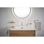 VitrA Frame Lavabo Dolabı, 80 cm, İki Çekmeceli, Beyaz Etajerli Lavabolu, Mat Soft Beyaz & Dore Meşe - 61228 - Banyo Alt Modülleri - 3