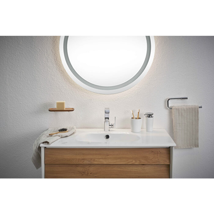 VitrA Frame Lavabo Dolabı, 80 cm, İki Çekmeceli, Beyaz Etajerli Lavabolu, Mat Soft Beyaz & Dore Meşe - 61228 - Banyo Alt Modülleri - 3