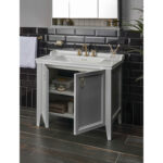 VitrA Valarte Lavabo Dolabı, 100 cm, İki Kapaklı, Etajerli Lavabolu, Mat Gri - Görsel 4