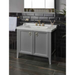 VitrA Valarte Lavabo Dolabı, 100 cm, İki Kapaklı, Etajerli Lavabolu, Mat Gri - Görsel 3