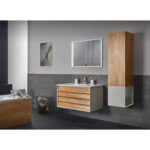 VitrA Frame Lavabo Dolabı, 80 cm, İki Çekmeceli, Beyaz Etajerli Lavabolu, Mat Soft Beyaz & Dore Meşe - 61228 - Banyo Alt Modülleri - 6