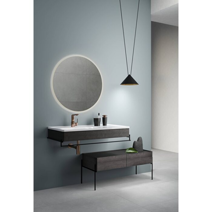 VitrA Equal Alt Ünite, 100 cm, İki Çekmeceli, Hareli Siyah Meşe - Görsel 4
