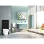 VitrA Sento Boy Dolabı, 40 cm, İki Kapaklı, Çamaşır Sepetli, Prizli, Mat Fiyord Yeşili, Sol - 65892 - Boy Dolaplar - 15
