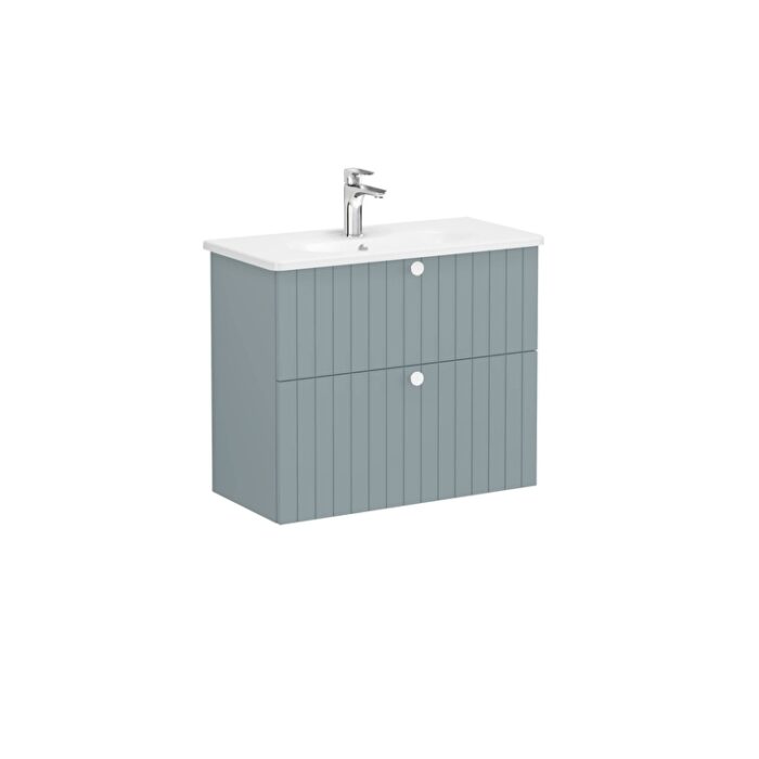 a14e9272be89e98b47ad97406f6164df404a4275-2.jpg VitrA Root Groove Lavabo Dolabı, 80 cm, İki Çekmeceli, Dar, Yuvarlak Lavabo, Mat Fiyord Yeşili - 69257 - Banyo Alt Modülleri - 1