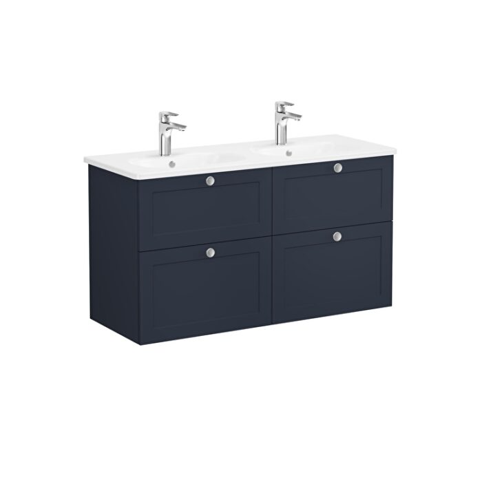 VitrA Root Classic Lavabo Dolabı, 120 cm, Dört Çekmeceli, Yuvarlak Lavabo, Mat Lacivert - Görsel 3