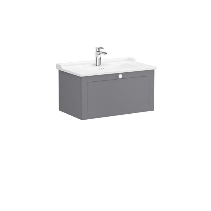 VitrA Root Classic Lavabo Dolabı, 80 cm, Bir Çekmeceli, Klasik Lavabo, Mat Gri - Görsel 3