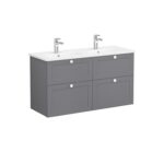 VitrA Root Classic Lavabo Dolabı, 120 cm, Dört Çekmeceli, Yuvarlak Lavabo, Mat Gri - 68948 - Banyo Alt Modülleri