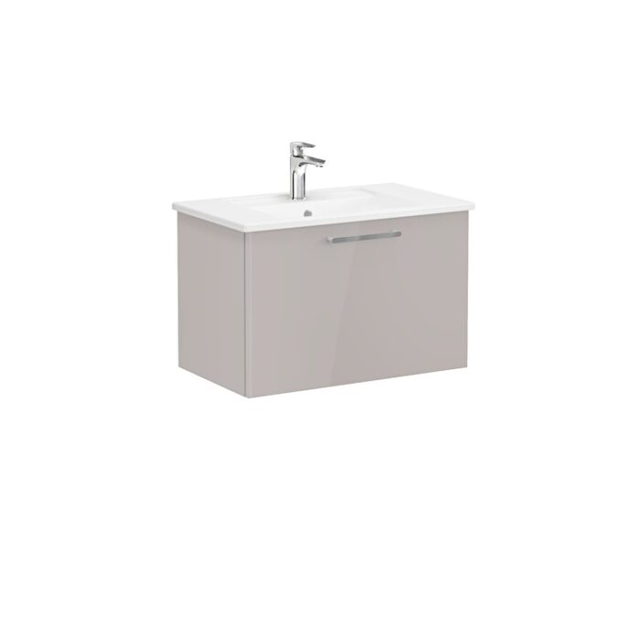 VitrA Root Flat Lavabo Dolabı, 80 cm, Bir Çekmeceli, Köşeli Lavabo, Parlak Sahra Beji - Görsel 3