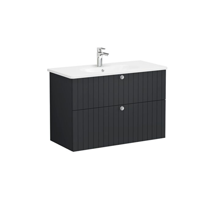 be4090546ae13079a204cbcbe3d5295e9d52edcf-4.jpg VitrA Root Groove Lavabo Dolabı, 100 cm, İki Çekmeceli, Yuvarlak Lavabo, Mat Grafit - 69461 - Banyo Alt Modülleri - 3