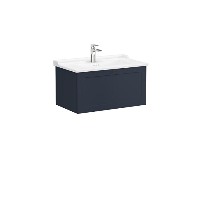 VitrA Root Classic Lavabo Dolabı, 80 cm, Bir Çekmeceli, Klasik Lavabo, Mat Lacivert - Görsel 2