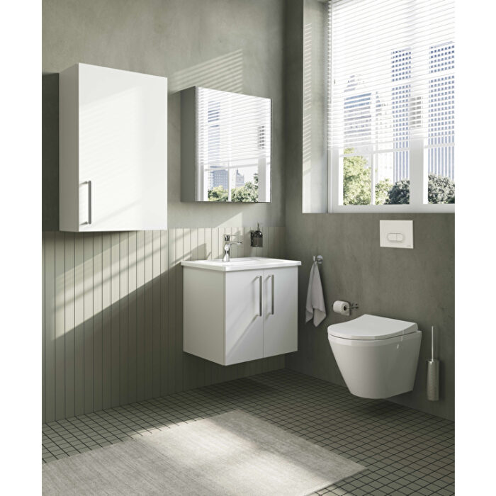 VitrA Root Flat Lavabo Dolabı, 60 cm, Bir Çekmeceli, Köşeli Lavabo, Parlak Beyaz - Görsel 2