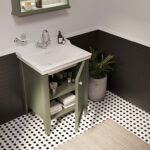 VitrA Valarte Neo Lavabo Dolabı, 65 cm, Bir Kapaklı, Etajerli Lavabolu, Üç Armatür Delikli, Retro Yeşil, Sol - Görsel 4