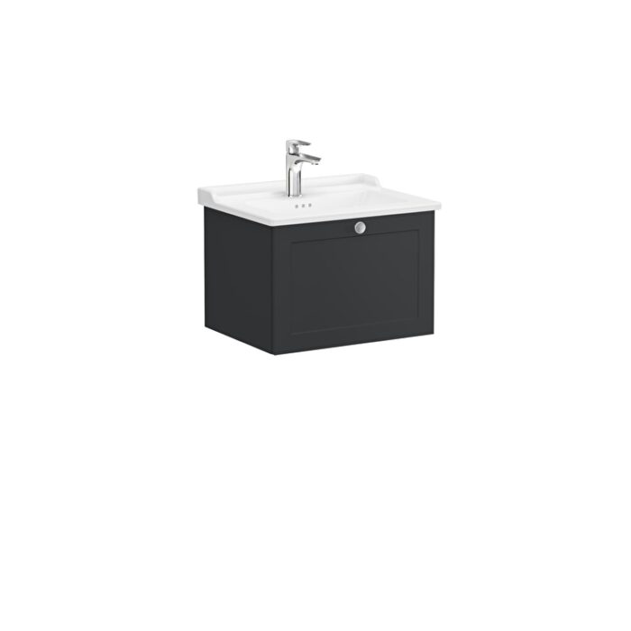 VitrA Root Classic Lavabo Dolabı, 60 cm, Bir Çekmeceli, Klasik Lavabo, Mat Grafit - 68789 - Banyo Alt Modülleri - 2