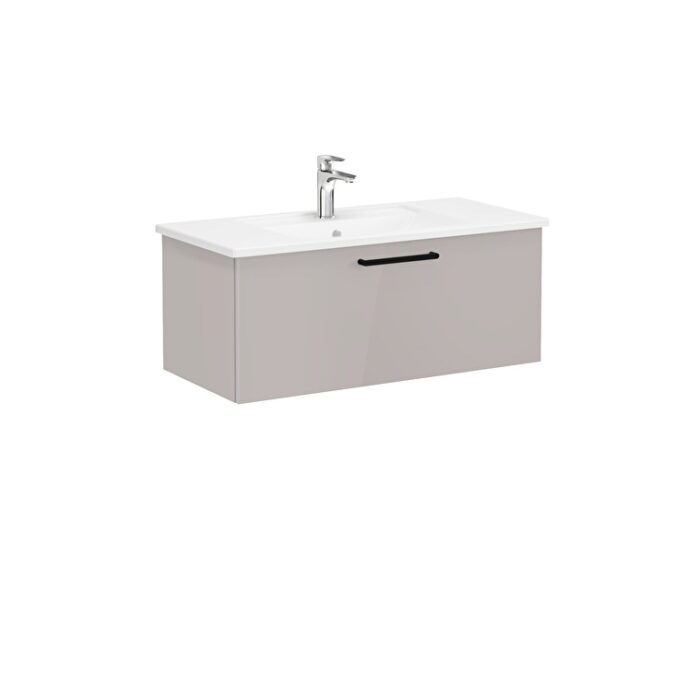 VitrA Root Flat Lavabo Dolabı, 100 cm, Bir Çekmeceli, Köşeli Lavabo, Parlak Sahra Beji - Görsel 4
