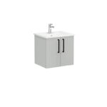 VitrA Root Flat Lavabo Dolabı, 60 cm, İki Kapaklı, Köşeli Lavabo, Parlak İnci Grisi - Görsel 2