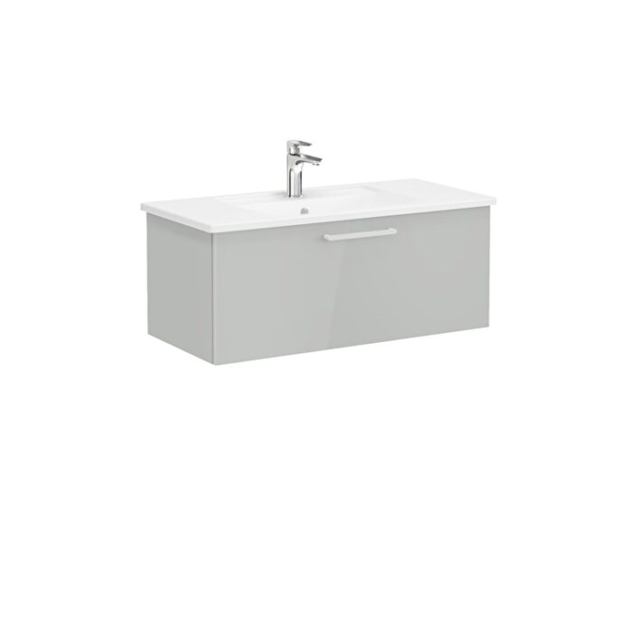 VitrA Root Flat Lavabo Dolabı, 100 cm, Bir Çekmeceli, Köşeli Lavabo, Parlak İnci Grisi - Görsel 3