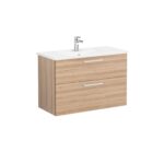 VitrA Root Flat Lavabo Dolabı, 100 cm, İki Çekmeceli, Köşeli Lavabo, Doğal Meşe - 68310 - Banyo Alt Modülleri