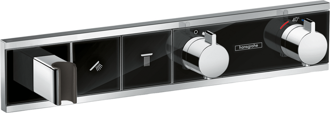 Hansgrohe RainSelect Siyah Krom Ankastre Banyo Bataryası