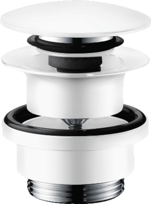 Hansgrohe Satin Beyaz Bas-Aç Gider Seti - 50100700 - Basmalı Sifon , Gider (Pop-Up)