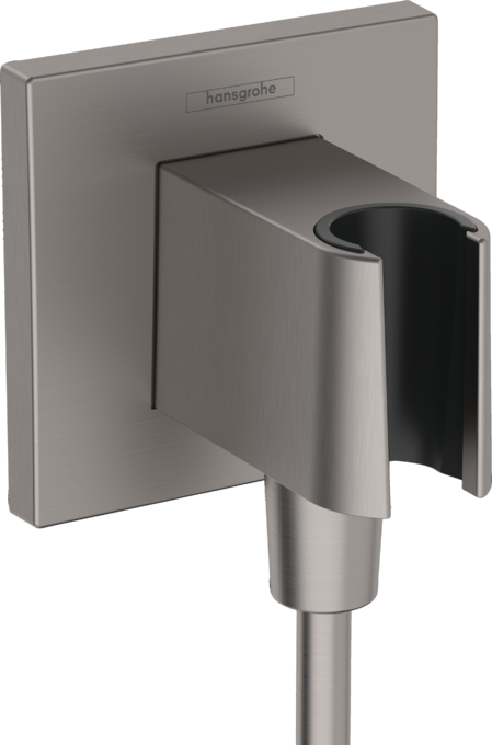 Hansgrohe FixFit E Duş Askılı Mat Siyah Krom Çıkış Dirseği - 26889340 - Duş Çıkış Dirseği