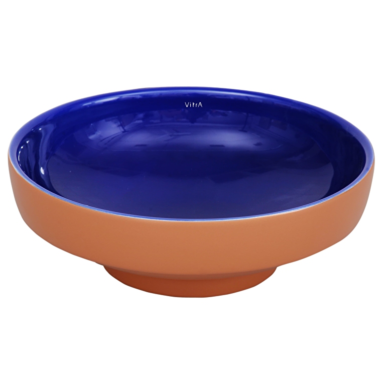 Vitra Water Jewels Çanak Lavabo Yuvarlak, Kompakt, 40x40 cm Armatür Deliksiz, Su Taşma Deliksiz, Clean, Terrarosa-Mavi - 4334B426-1361 - Çanak Lavabo