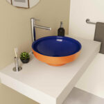 Vitra Water Jewels Çanak Lavabo Yuvarlak, Kompakt, 40x40 cm Armatür Deliksiz, Su Taşma Deliksiz, Clean, Terrarosa-Mavi - 4334B426-1361 - Çanak Lavabo - 1