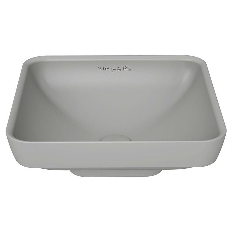 Vitra Water Jewels Çanak Lavabo Kare, Kompakt, 40x39 cm Armatür Deliksiz, Su Taşma Deliksiz, Mat Taş Gri