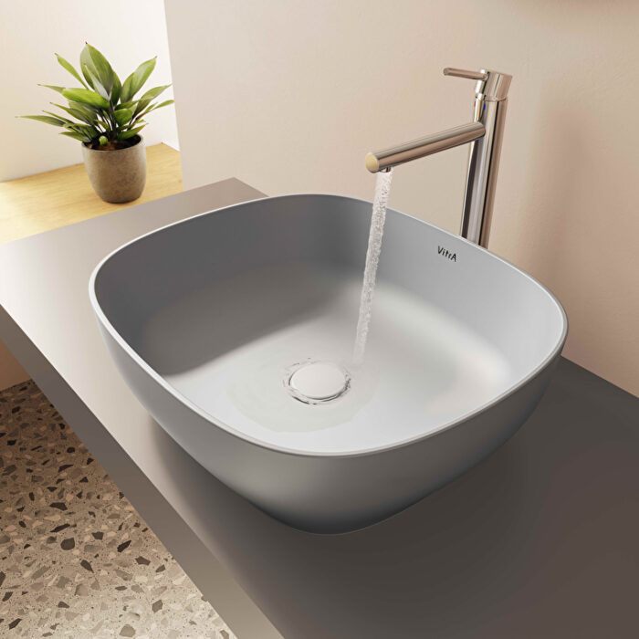 5994_B476_0016_Customer_View_02-1.jpg Vitra Outline Çanak Lavabo Dikdörtgen, 45x41 cm Armatür Deliksiz, Su Taşma Deliksiz, Clean, Mat Taş Gri - 5994B476-0016 - Çanak Lavabo - 3