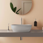 Vitra Outline Çanak Lavabo Dikdörtgen, 45x41 cm Armatür Deliksiz, Su Taşma Deliksiz, Clean, Mat Taş Gri - 5994B476-0016 - Çanak Lavabo - 4