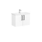 VitrA Root Flat Lavabo Dolabı, 80 cm, İki Kapaklı, Dar, Yuvarlak Lavabo, Parlak Beyaz - 66403 - Banyo Alt Modülleri - 2