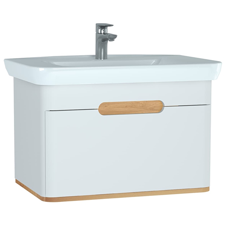VitrA Sento Lavabo Dolabı, 80 cm, Bir Çekmeceli, Aydınlatmalı, Mat Beyaz - 60813 - Banyo Alt Modülleri