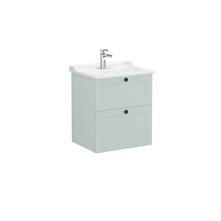 VitrA Root Classic Lavabo Dolabı, 60 cm, İki Çekmeceli, Klasik Lavabo, Mat Retro Yeşil - 68854 - Banyo Alt Modülleri