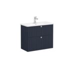 VitrA Root Groove Lavabo Dolabı, 80 cm, İki Çekmeceli, Dar, Yuvarlak Lavabo, Mat Lacivert - 69259 - Banyo Alt Modülleri - 1