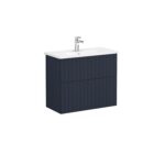 VitrA Root Groove Lavabo Dolabı, 80 cm, İki Çekmeceli, Dar, Yuvarlak Lavabo, Mat Lacivert - 69259 - Banyo Alt Modülleri - 2