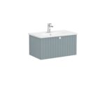 VitrA Root Groove Lavabo Dolabı, 80 cm, Bir Çekmeceli, Yuvarlak Lavabo, Mat Fiyord Yeşili - 69376 - Banyo Alt Modülleri - 1