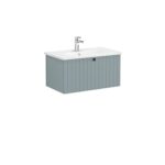 VitrA Root Groove Lavabo Dolabı, 80 cm, Bir Çekmeceli, Yuvarlak Lavabo, Mat Fiyord Yeşili - 69376 - Banyo Alt Modülleri