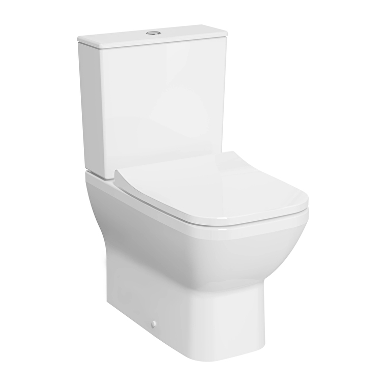 Vitra Integra Square Takım Klozet Rim-ex, Duvara Tam Dayalı, 62 cm Taharet Borulu, Taharet Borusu Girişi Sıva Altı Uygulamalı, Beyaz - 7086L003-0610 - Takım Klozet