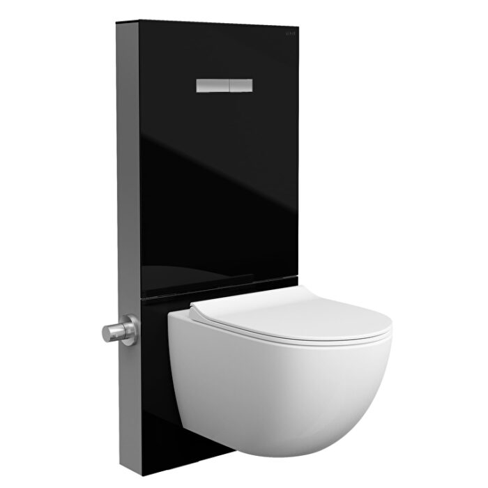Vitra Vitrus Duvar Önü Cam Rezervuar, Asma Klozetler İçin, 114 cm, Stop Valfli, Siyah, 3/6 Litre, Siyah - 870-5771-01 - Duvar Önü Rezervuar - 2