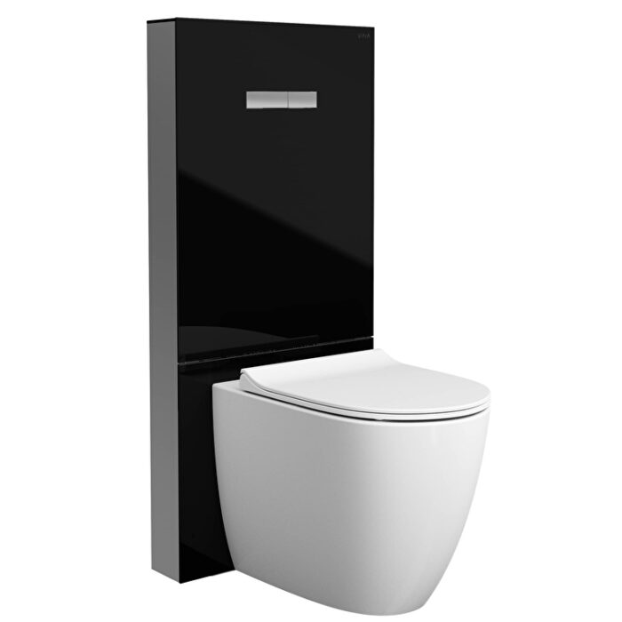 Vitra Vitrus Duvar Önü Cam Rezervuar Duvara Tam Dayalı Yerden Klozetler İçin, 114 cm, Siyah, 3/6 Litre, Siyah - 870-1761-01 - Rezervuarlar - 2