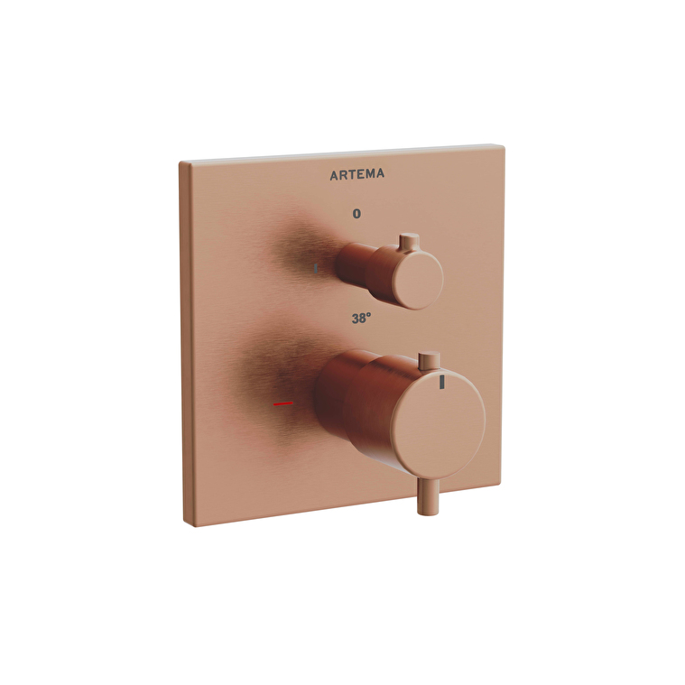 Vitra V-Box Ankastre Termostatik Duş Bataryası (V-Box, Sıva Üstü Grubu), Fırçalı Bakır - A4335824 - Ankastre Duş Bataryası