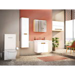VitrA Sento Dolaplı Ayna, 80 cm, İki Kapaklı, Aydınlatmalı, Mat Fiyord Yeşili - 65889 - Banyo Üst Modülleri - 7